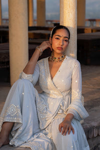 Ice Blue Diamond Peplum Sharara