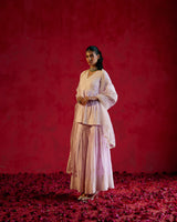 Lavender all-over Ambi Embroidered Peplum Sharara with Dupatta