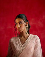 Blush Pink Ambi Angrakha With Embroidered Dupatta
