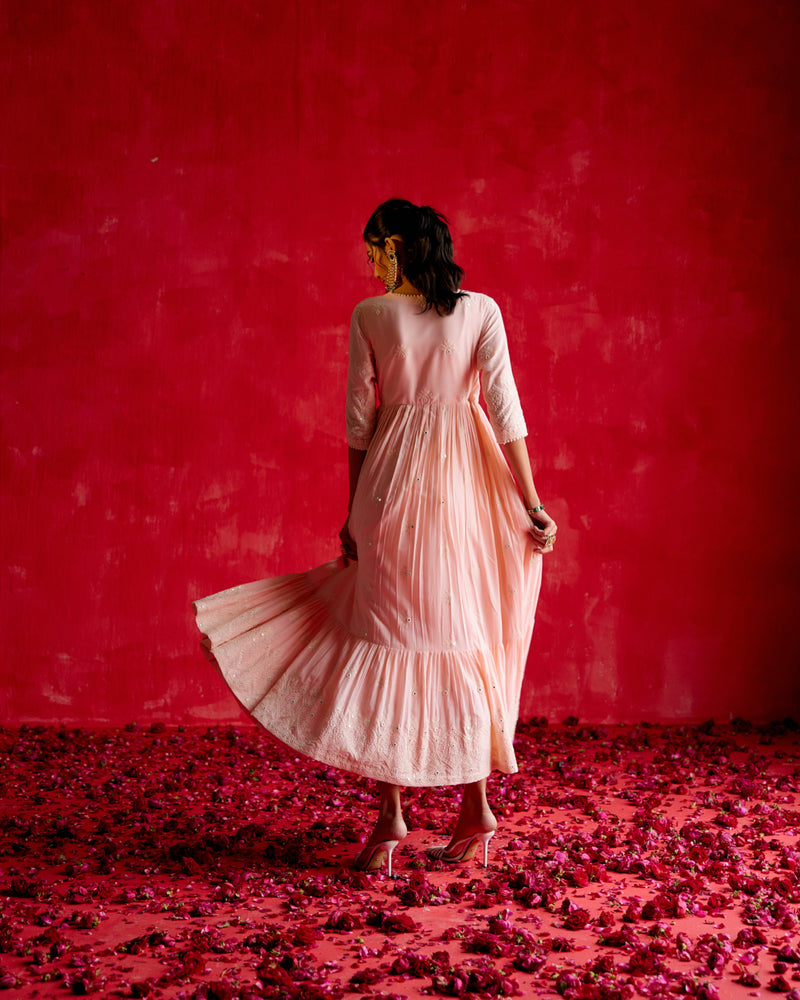 Blush Pink Ambi Angrakha With Embroidered Dupatta