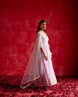 Lavender Ambi Angrakha With Embroidered Dupatta