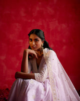 Lavender Ambi Angrakha With Embroidered Dupatta