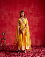 Mango Ambi Angrakha With Embroidered Dupatta