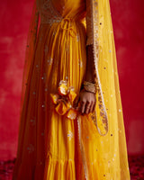 Mango Ambi Angrakha With Embroidered Dupatta