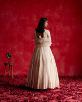 Off White Lotus Lehenga with Embroidered Dupatta