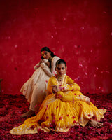 Mango Lotus Lehenga with Embroidered Dupatta