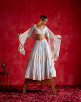 Ice Blue Diamond Lehenga with Embroidered Dupatta