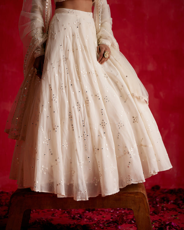 Off White BK Lehenga with Embroidered Dupatta