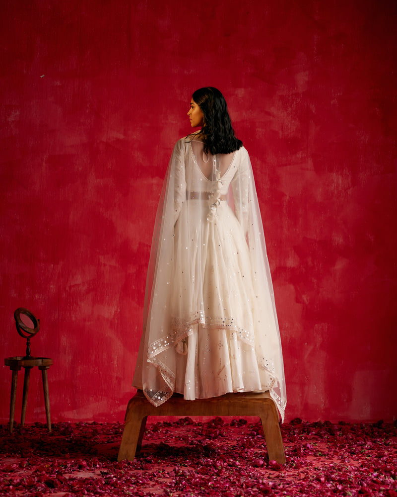 Off White BK Lehenga with Embroidered Dupatta