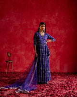 Purple Three Diamond Angrakha with Embroidered Dupatta