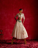 Off White SK-3D Lehenga with Embroidered Dupatta