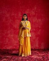 Mango Lotus Peplum Sharara with Dupatta