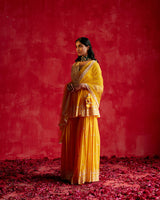 Mango Lotus Peplum Sharara with Dupatta