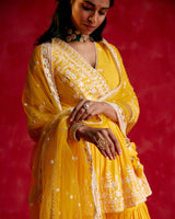 Mango Lotus Peplum Sharara with Dupatta