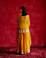 Mango Lotus Peplum Sharara with Dupatta