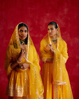Mango Lotus Peplum Sharara with Dupatta