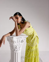 Neon Green SK-BK all-over Embroidered Straight Sharara with Dupatta