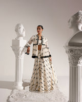 Black & White Center Square Lehenga with Embroidered Tassel Jacket