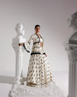 Black & White Center Square Lehenga with Embroidered Tassel Jacket