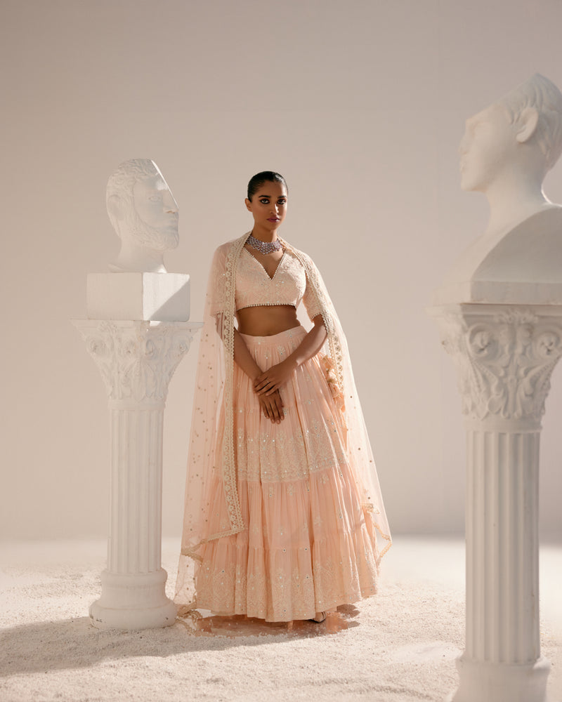 Blush Pink Ambi Lehenga with Embroidered Dupatta