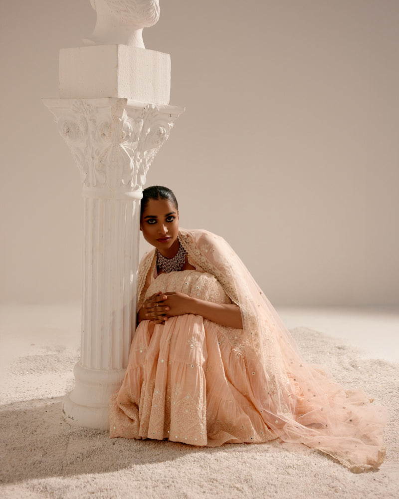 Blush Pink Ambi Lehenga with Embroidered Dupatta