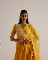 Mango Tower Angrakha With Embroidered Dupatta