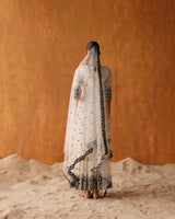 Black & White Lotus Angrakha With Embroidered Dupatta