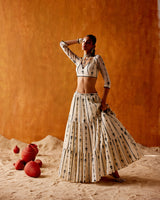Black & White Criss Cross Lehenga with Embroidered Dupatta
