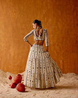 Black & White Criss Cross Lehenga with Embroidered Dupatta
