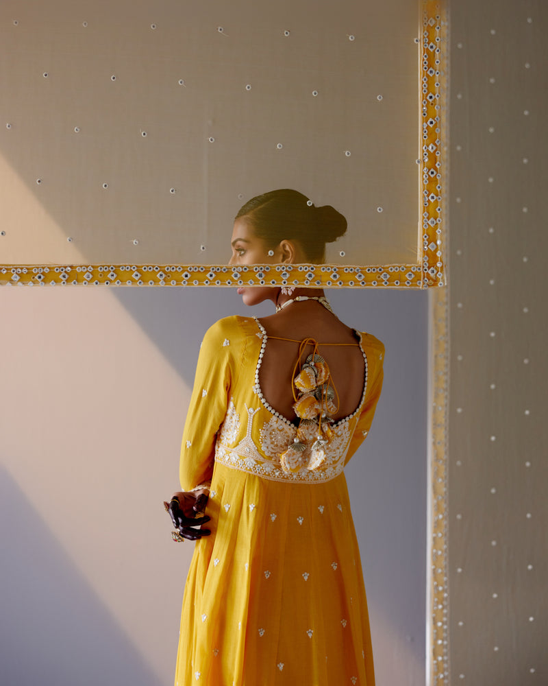 Mango Tower Anarkali With Embroidered Dupatta