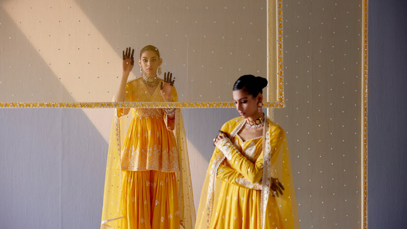 Mango all-over Ambi Embroidered Peplum Sharara with Dupatta