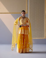 Mango all-over Ambi Embroidered Peplum Sharara with Dupatta