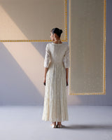 Off White Big Kite Angrakha With Embroidered Dupatta