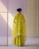 Neon Green 3 Diamond Peplum Sharara