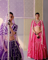 Fuchsia Criss Cross Lehenga with Embroidered Dupatta