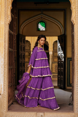 Imperial purple 4 tier peplum Sharara
