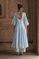 Forest Ice blue  anarkali with pants