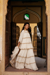 Ivory 4 tier peplum Sharara