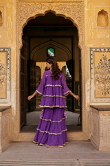 Imperial purple 4 tier peplum Sharara