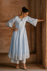 Forest Ice blue  anarkali with pants