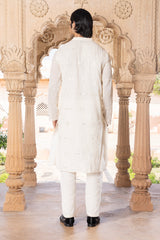 Off White Center Square Full Embroidered Kurta with Pants