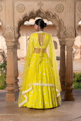 Neon Green SK-BK Lehenga with Embroidered Dupatta