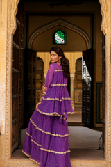Imperial purple 4 tier peplum Sharara