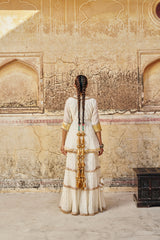 Ivory Chanderi Mukesh Peplum Sharara