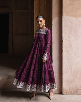 Wine forest 8 Layer All Over Embroided Anarkali
