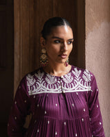 Wine forest 8 Layer All Over Embroided Anarkali
