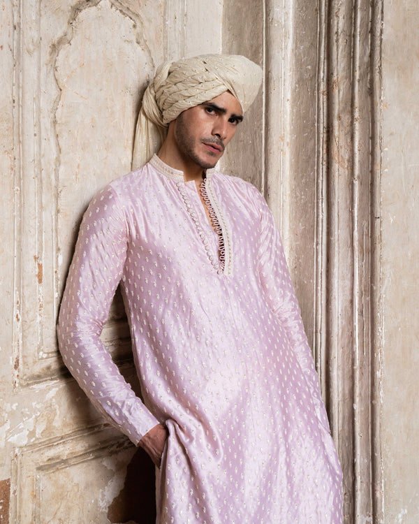 Onion pink dots Full Embroidered Kurta with Pants