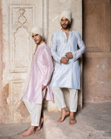 Onion pink dots Full Embroidered Kurta with Pants