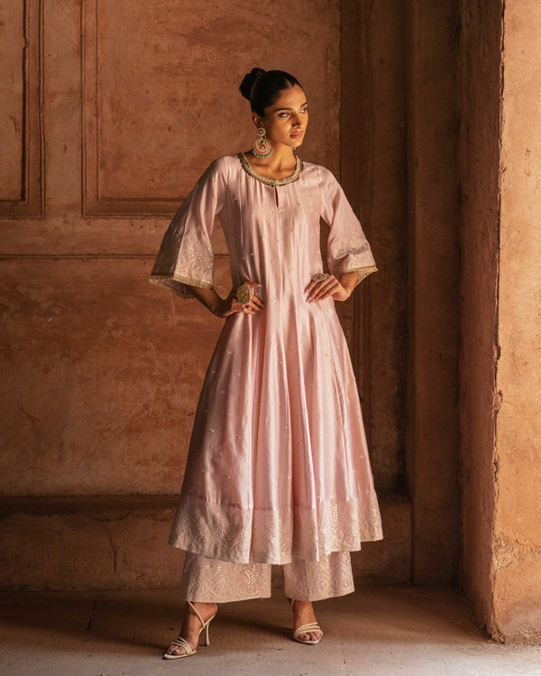 Forest onion pink anarkali with pants