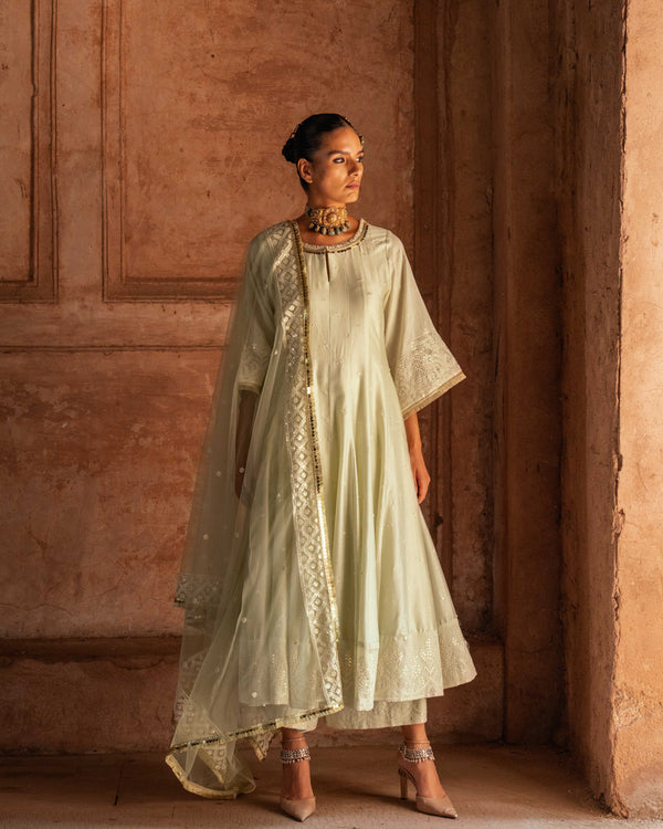 Forest mint anarkali with pants